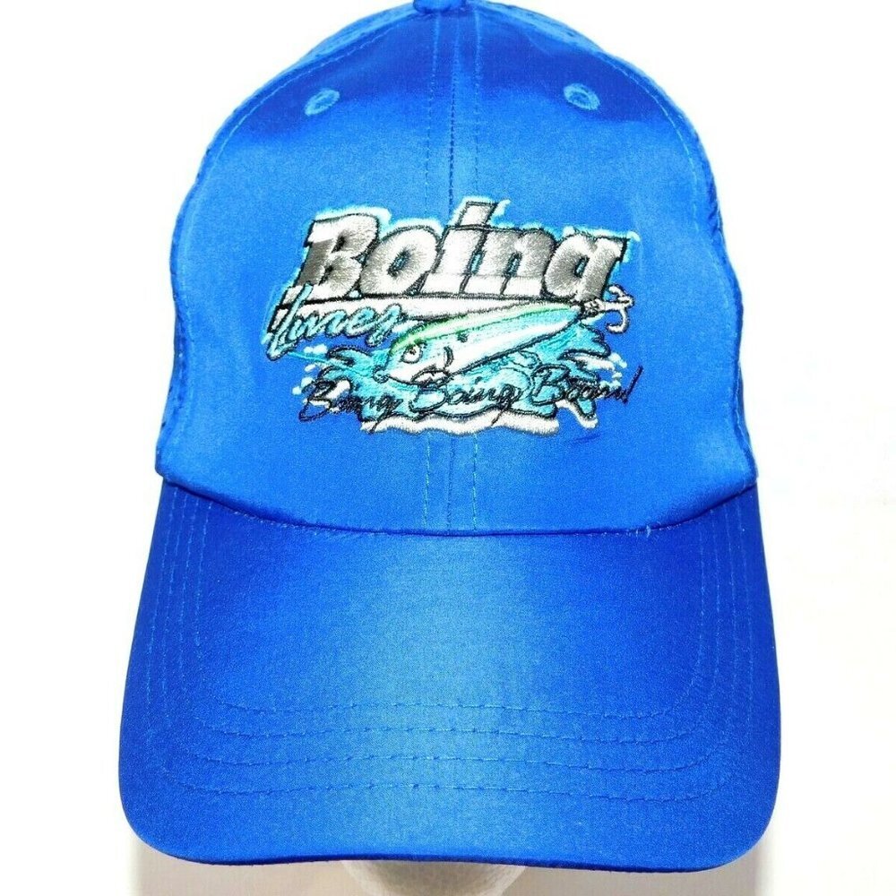 Boing Fishing Lures strap back Hap Cap Blue New without Tags Unisex Adjustable